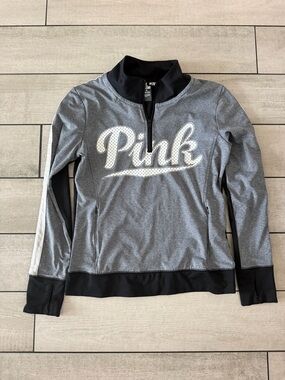 PINK Victoria's Secret Black and Gray Logo Zip-Up